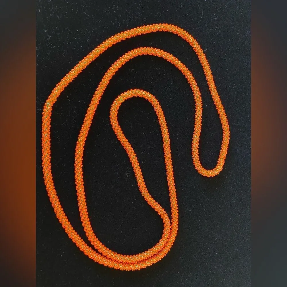 1950s-60s Deep Coral Microbeads & Vibrant Green Necklace